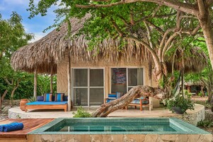 浪漫平房, 1 间卧室, 私人游泳池 | 埃及棉床单、高档床上用品、加厚床垫、客房内保险箱