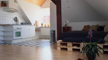 Classic Condo, 1 Bedroom, Kitchen, City View | Living area | Flat-screen TV, DVD player