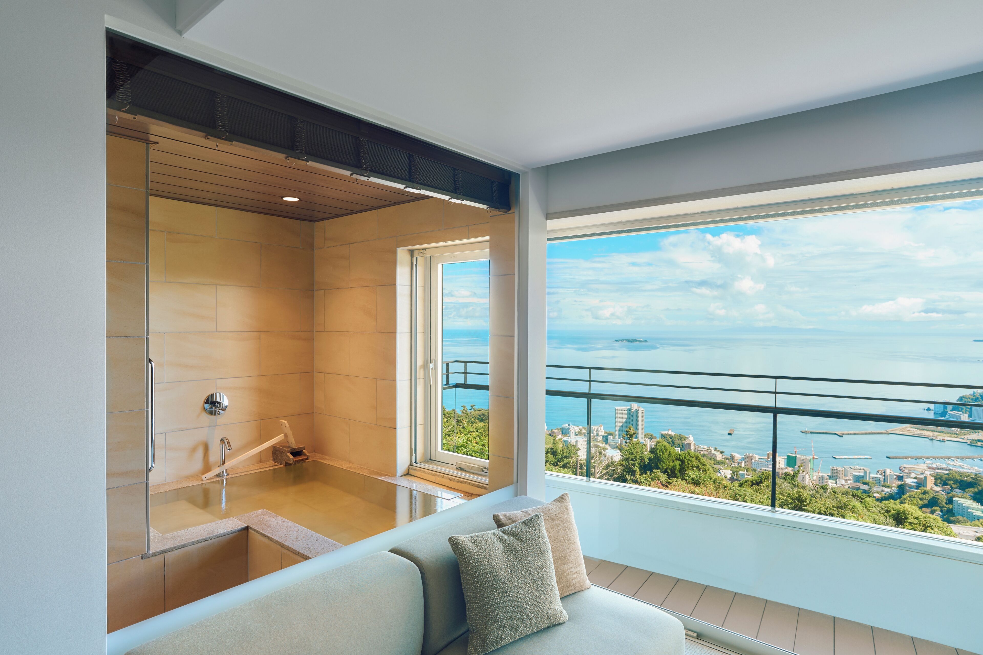 Twin with View Bath Onsen | Minibar, in-room safe, desk, iron/ironing board