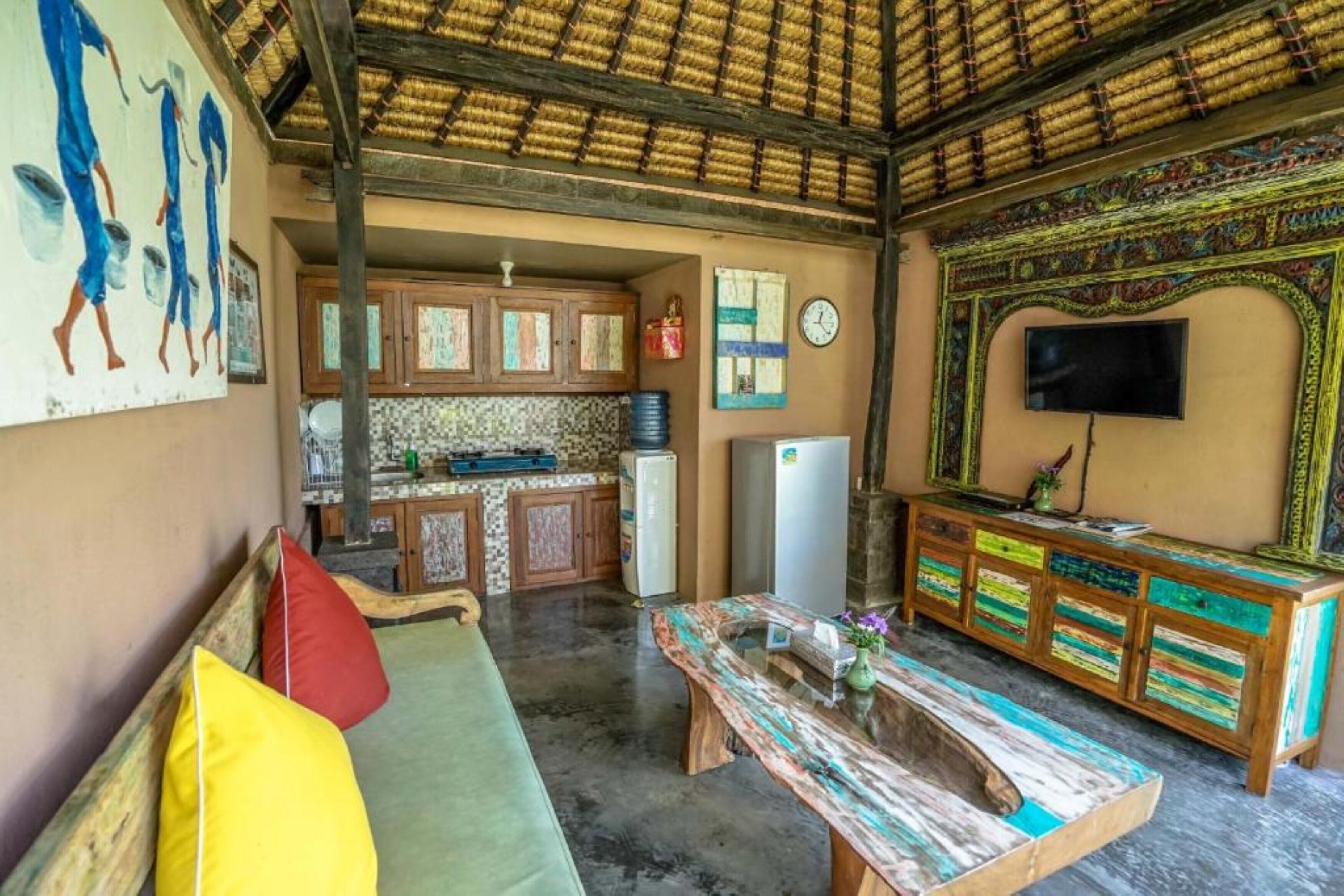 2- bedroom villa with pool & rice field views | living room | 32-inch flat-screen tv with digital channels, tv