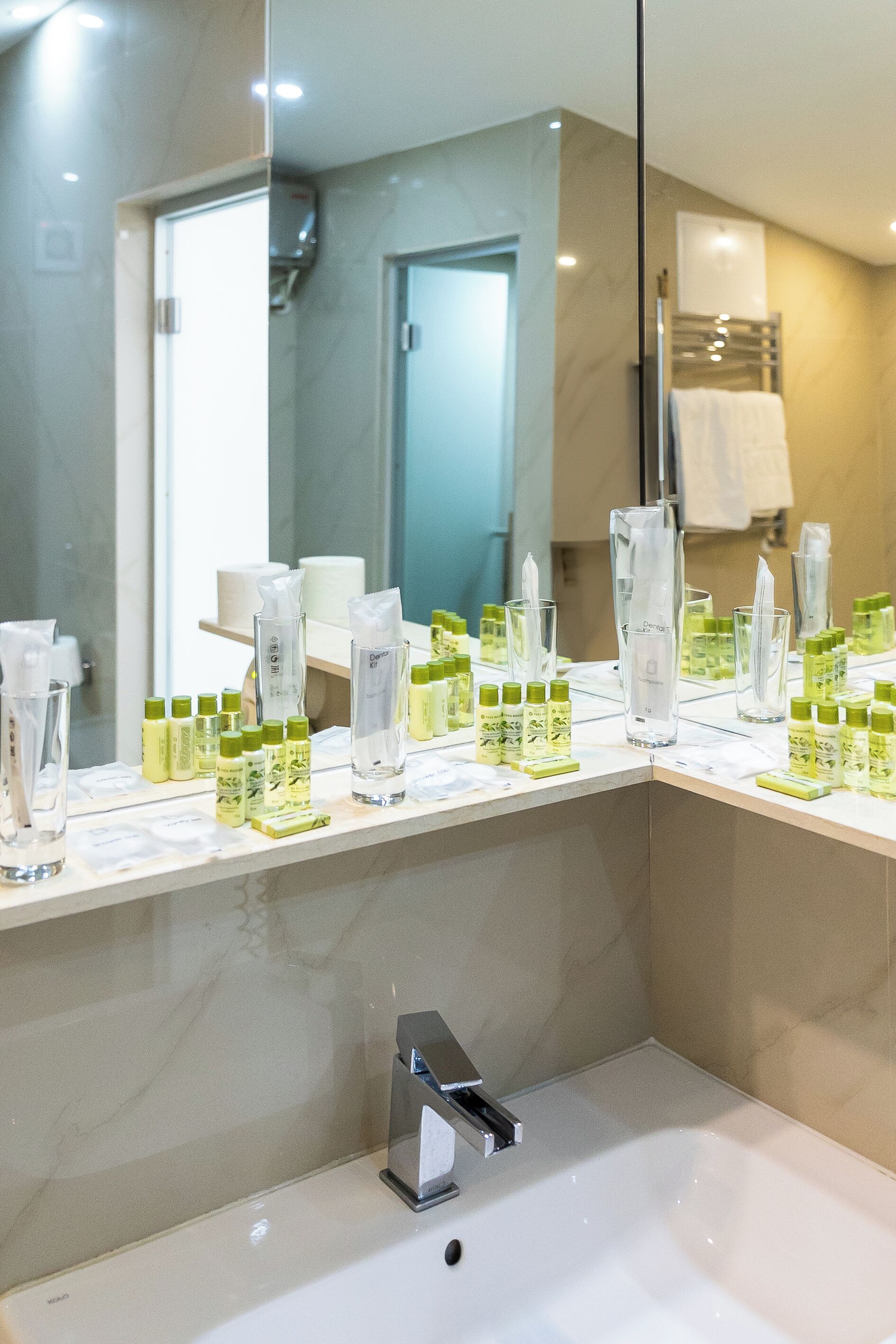 free toiletries, hair dryer, bathrobes, slippers