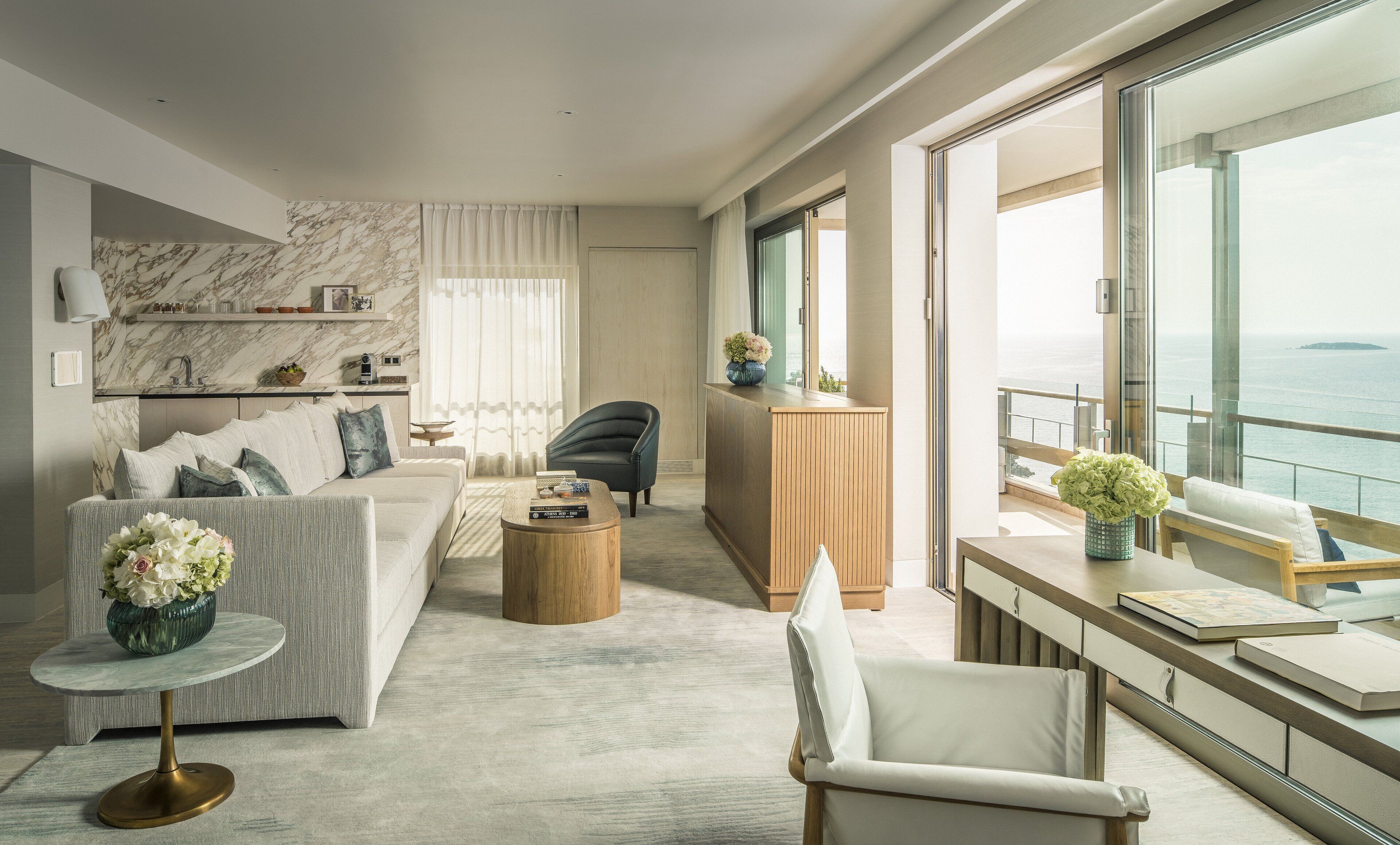 panoramic suite, multiple beds, non smoking, sea view (arion) | premium bedding, down duvets, minibar, in-room safe