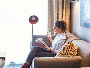 In-room safe, desk, laptop workspace, blackout drapes