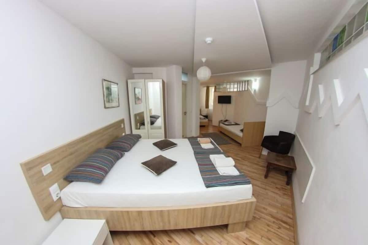 Desk, soundproofing, iron/ironing board (on request), WiFi (free)