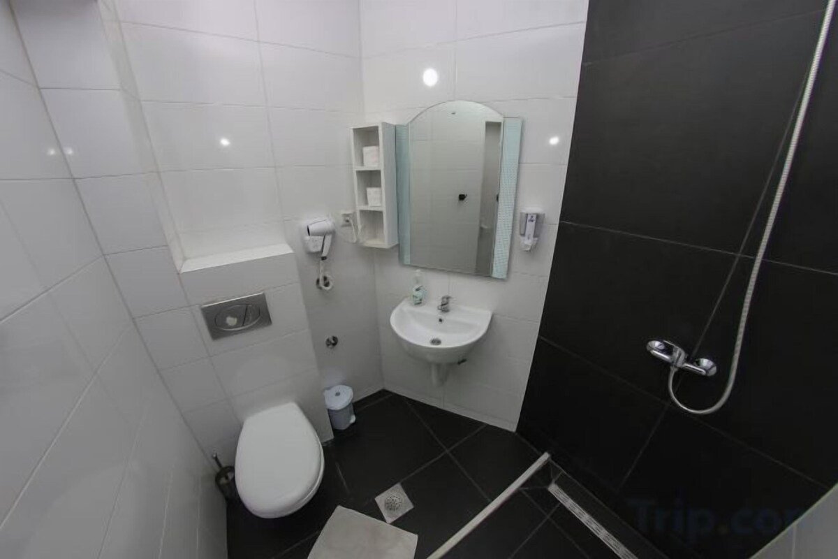 Bathroom | Shower, free toiletries, hair dryer, towels