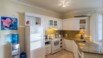 Two Bedroom Alex | Private kitchen | Full-size fridge, microwave, oven, stovetop