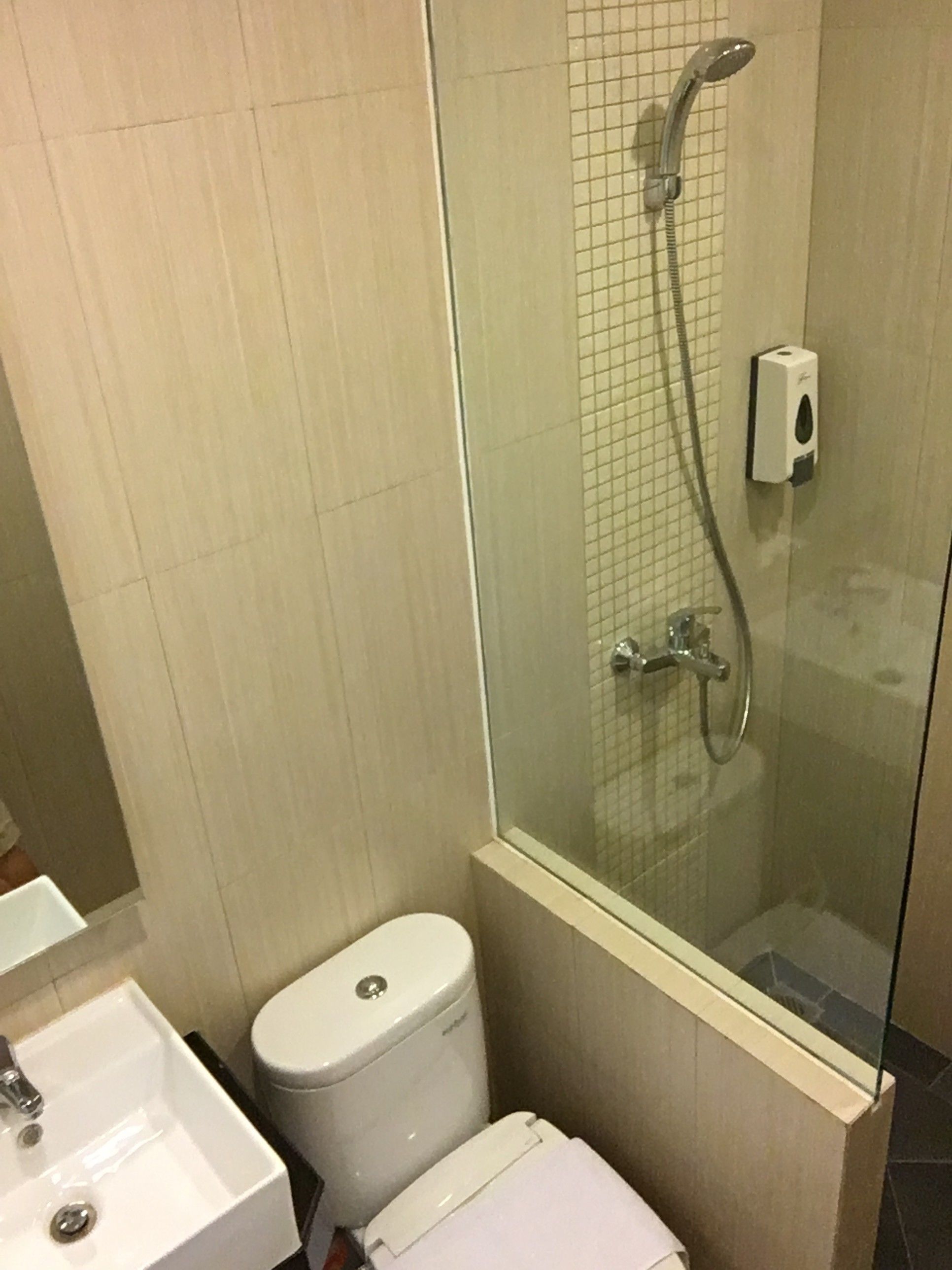 standard twin room | bathroom | shower, free toiletries, hair dryer, slippers