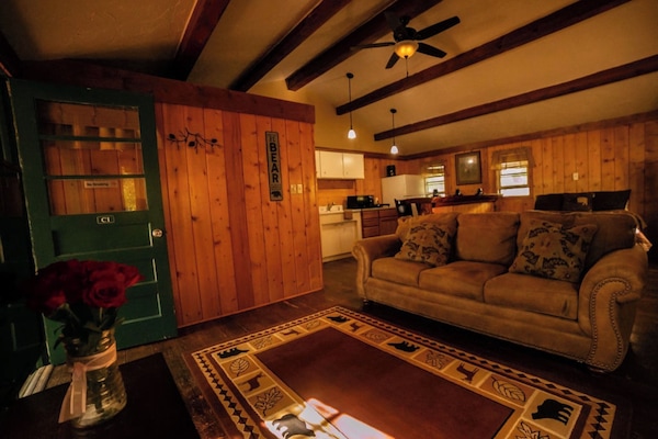 Yellowstone Studio Cabin C1 | Living area | 40-inch flat-screen TV with digital channels, streaming services