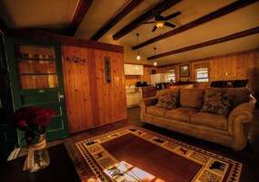 Yellowstone Studio Cabin C1 | Living area | 40-inch flat-screen TV with digital channels, streaming services