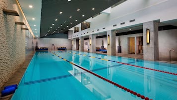 Indoor pool, open 7:00 AM to 10:00 PM, lifeguards on site