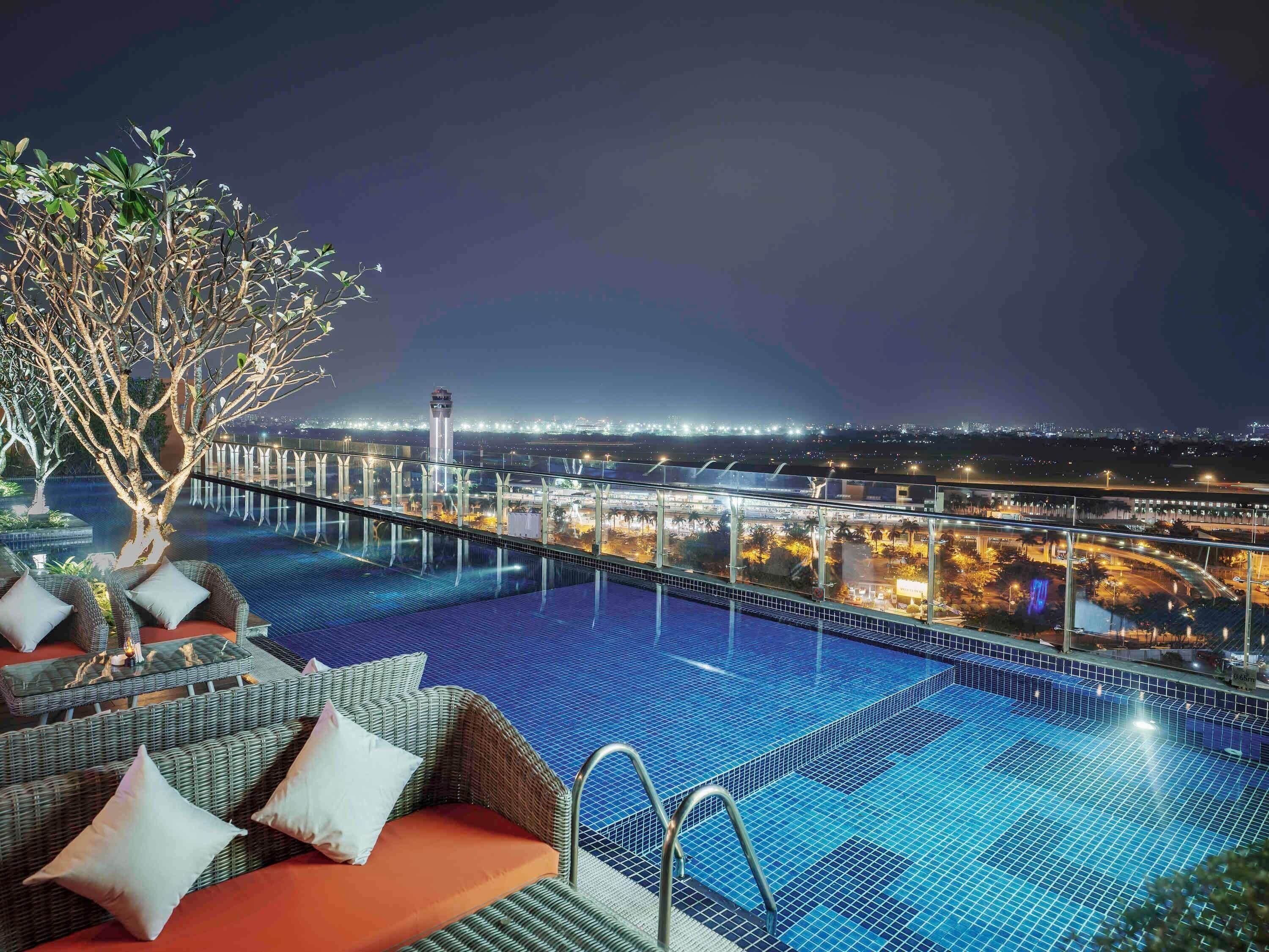 Rooftop bar, pool views, open daily