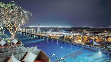 Rooftop bar, poolside views, open daily