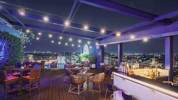 Rooftop bar, poolside views, open daily