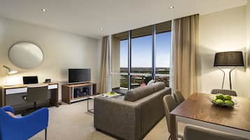 42-inch flat-screen TV with digital channels, TV, streaming services