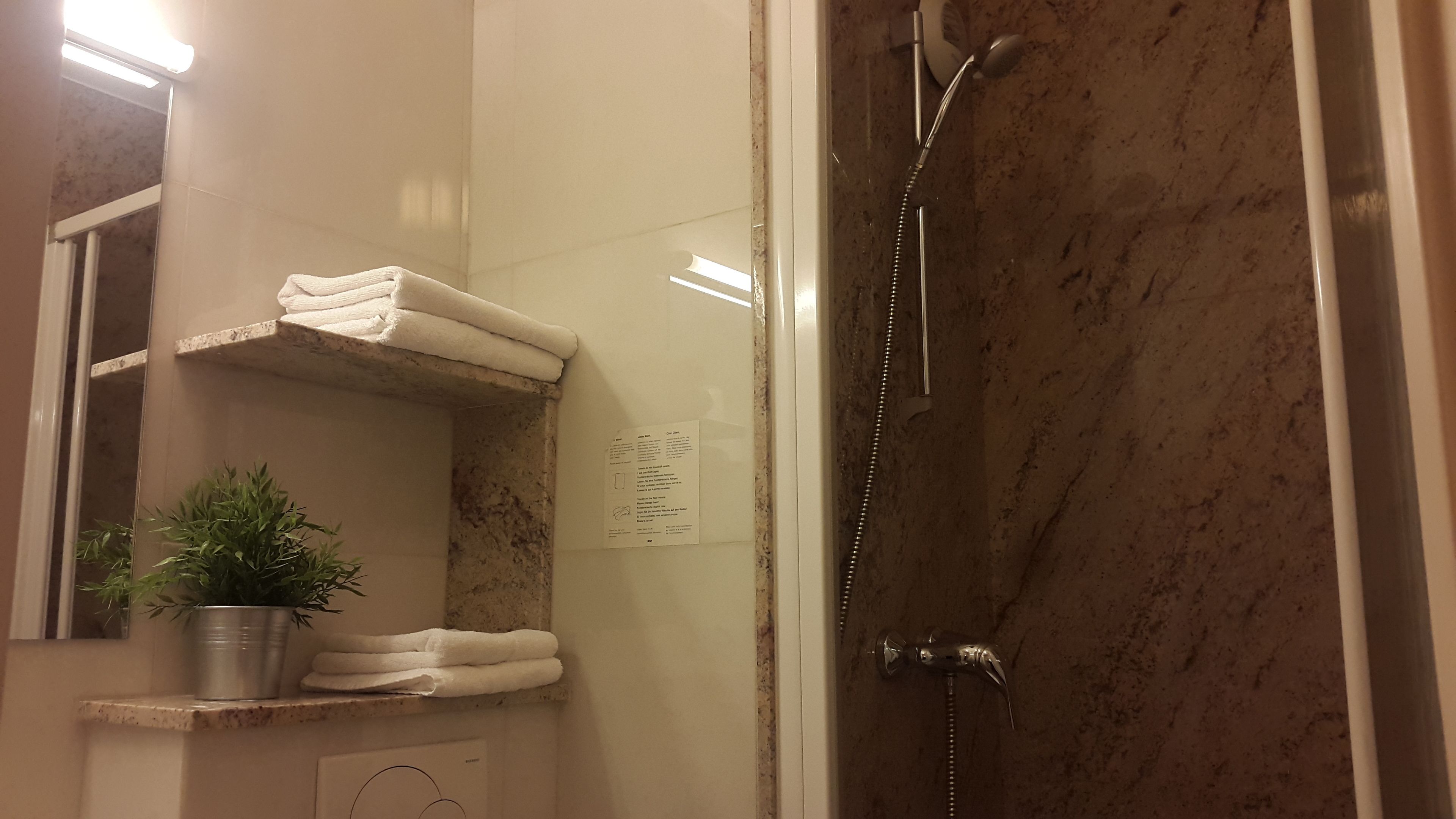 double room, city side | bathroom | shower, free toiletries, hair dryer, towels