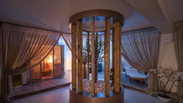 Sauna, hot tub, steam room, body treatments, body scrubs, facials