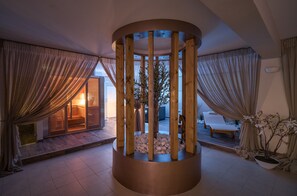 Sauna, hot tub, steam room, body treatments, body scrubs, facials
