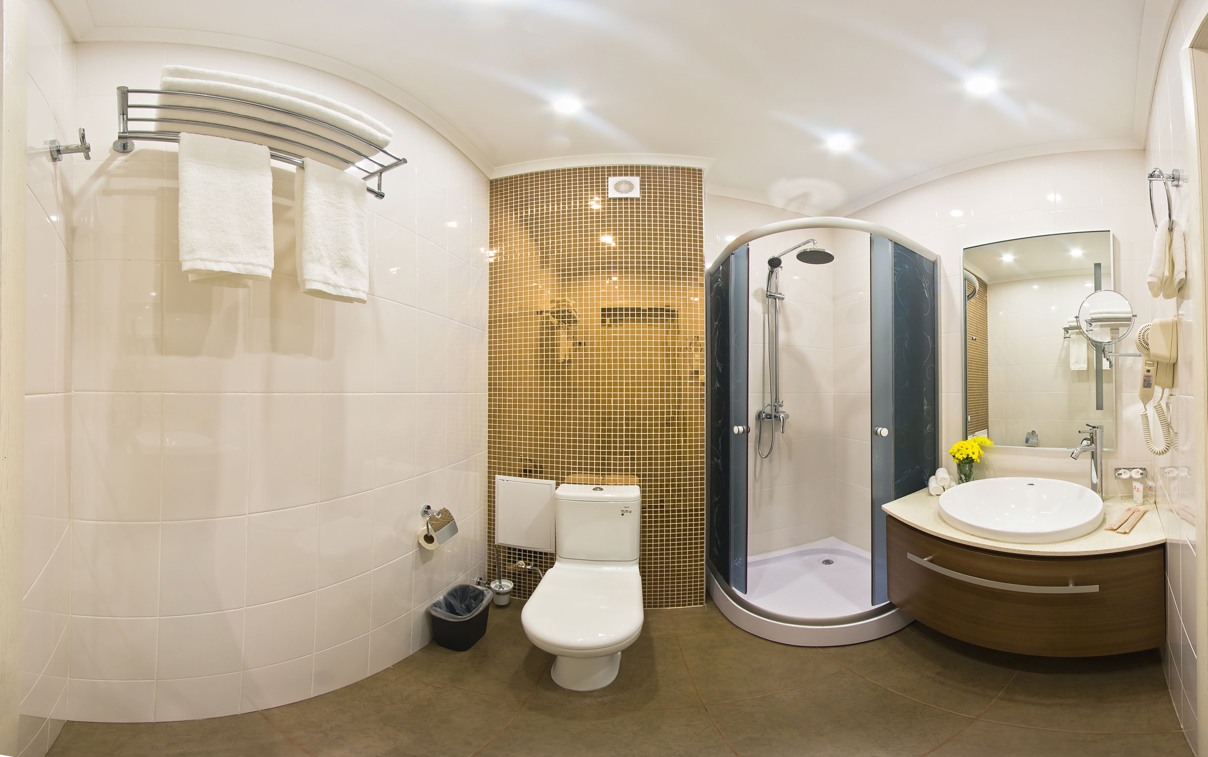 shower, free toiletries, hair dryer, bathrobes