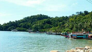 Playa en los alrededores, toallas de playa y paseos en botes de motor