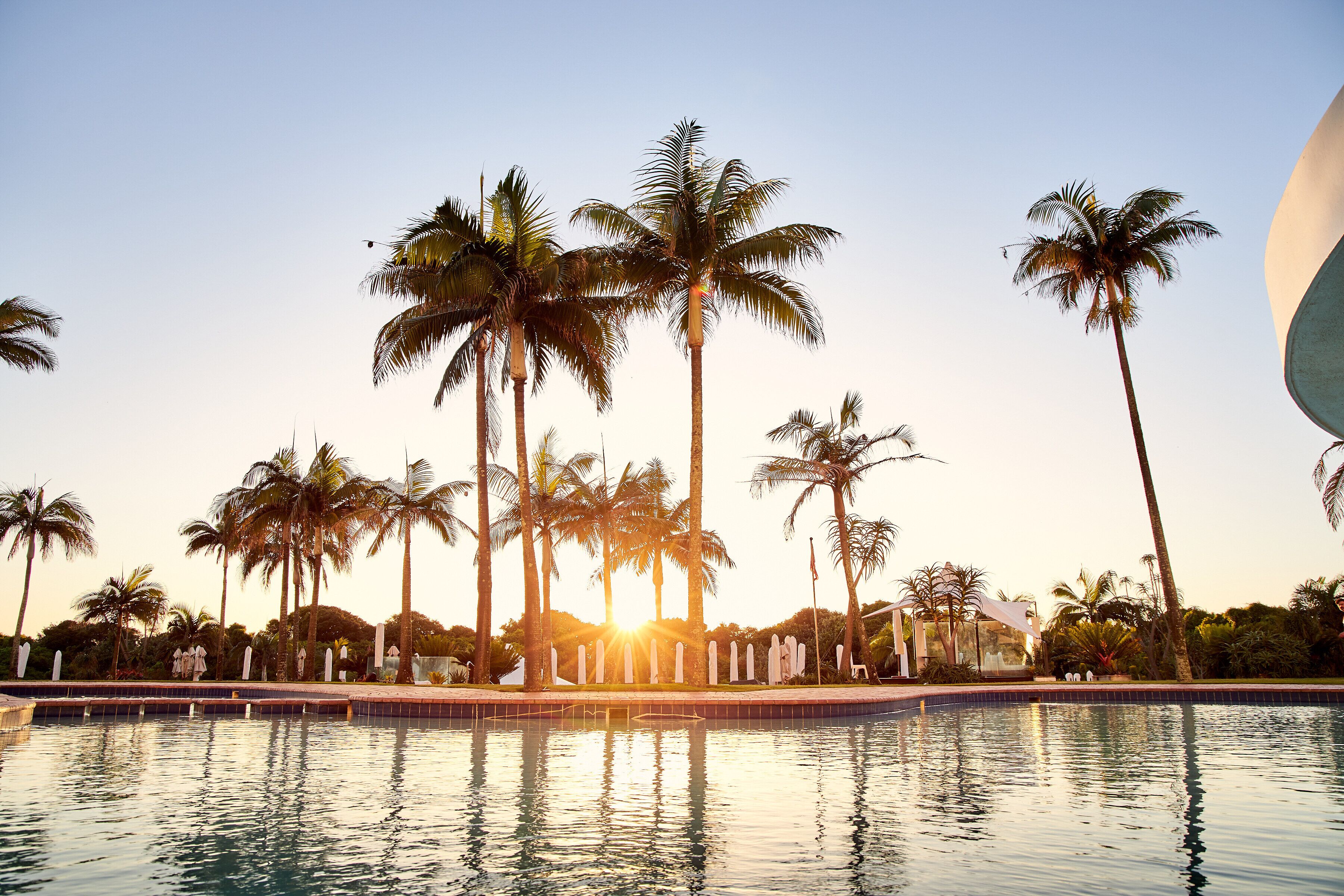Outdoor pool, pool loungers