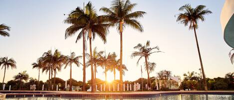 Outdoor pool, sun loungers