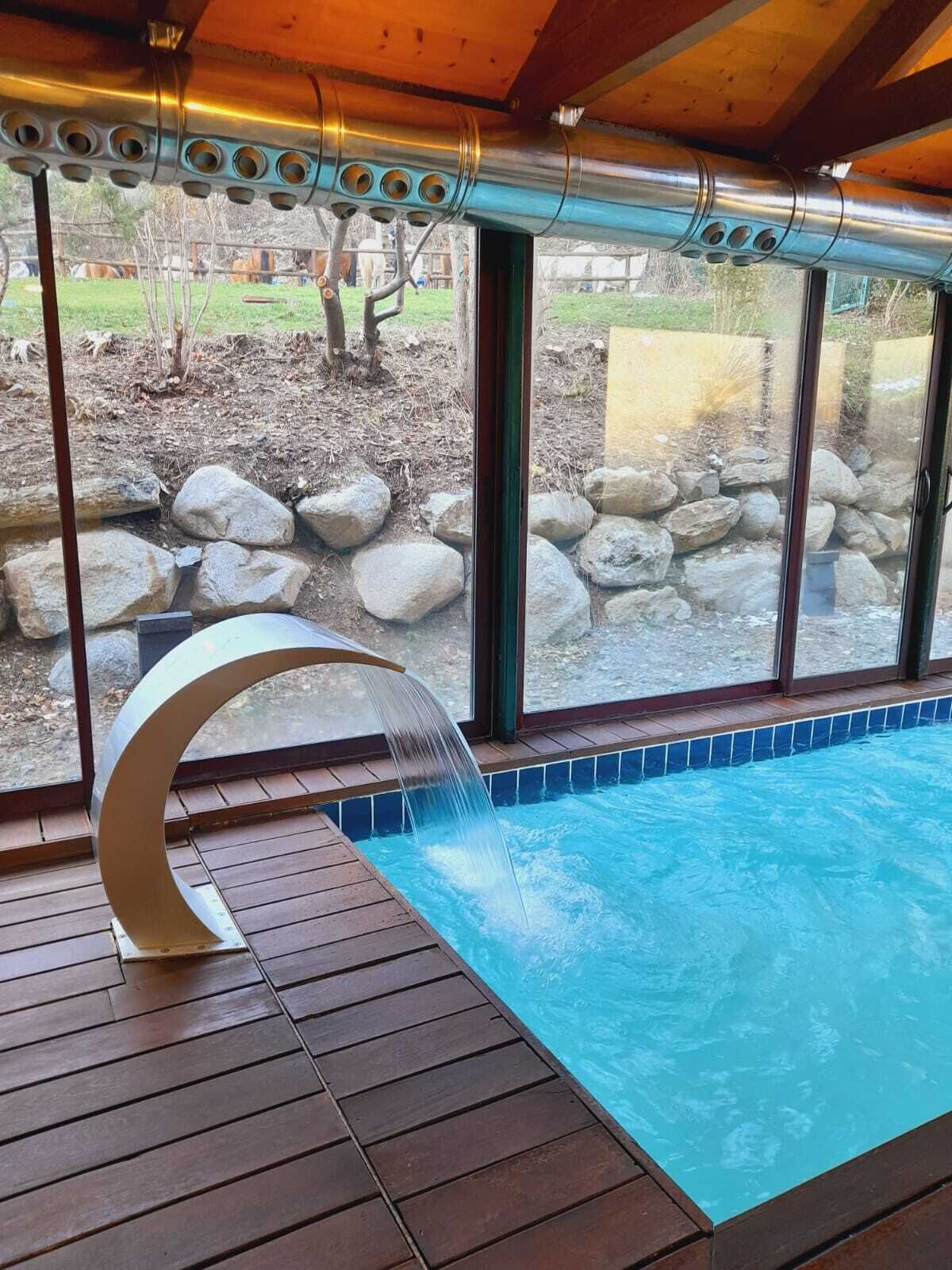 Indoor pool, outdoor pool, sun loungers
