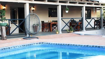 Outdoor pool, pool loungers