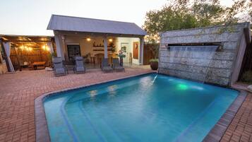 Outdoor pool, pool loungers