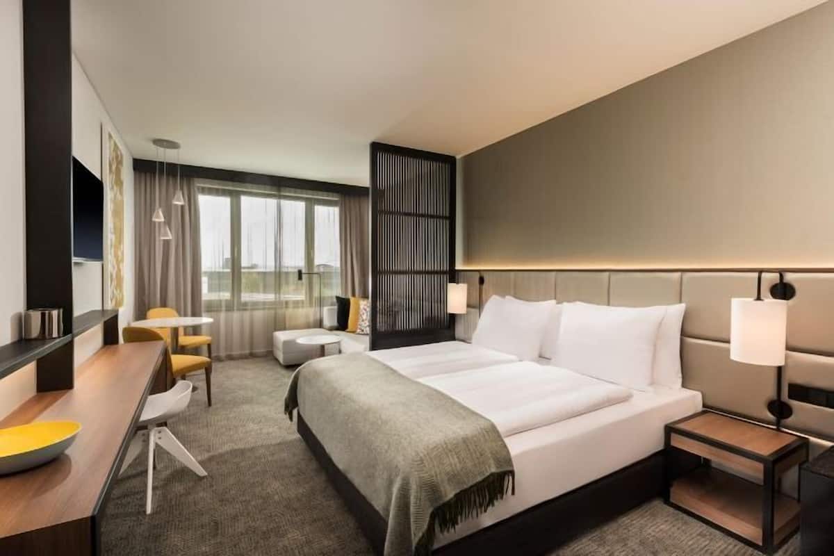 In-room safe, desk, laptop workspace, blackout drapes