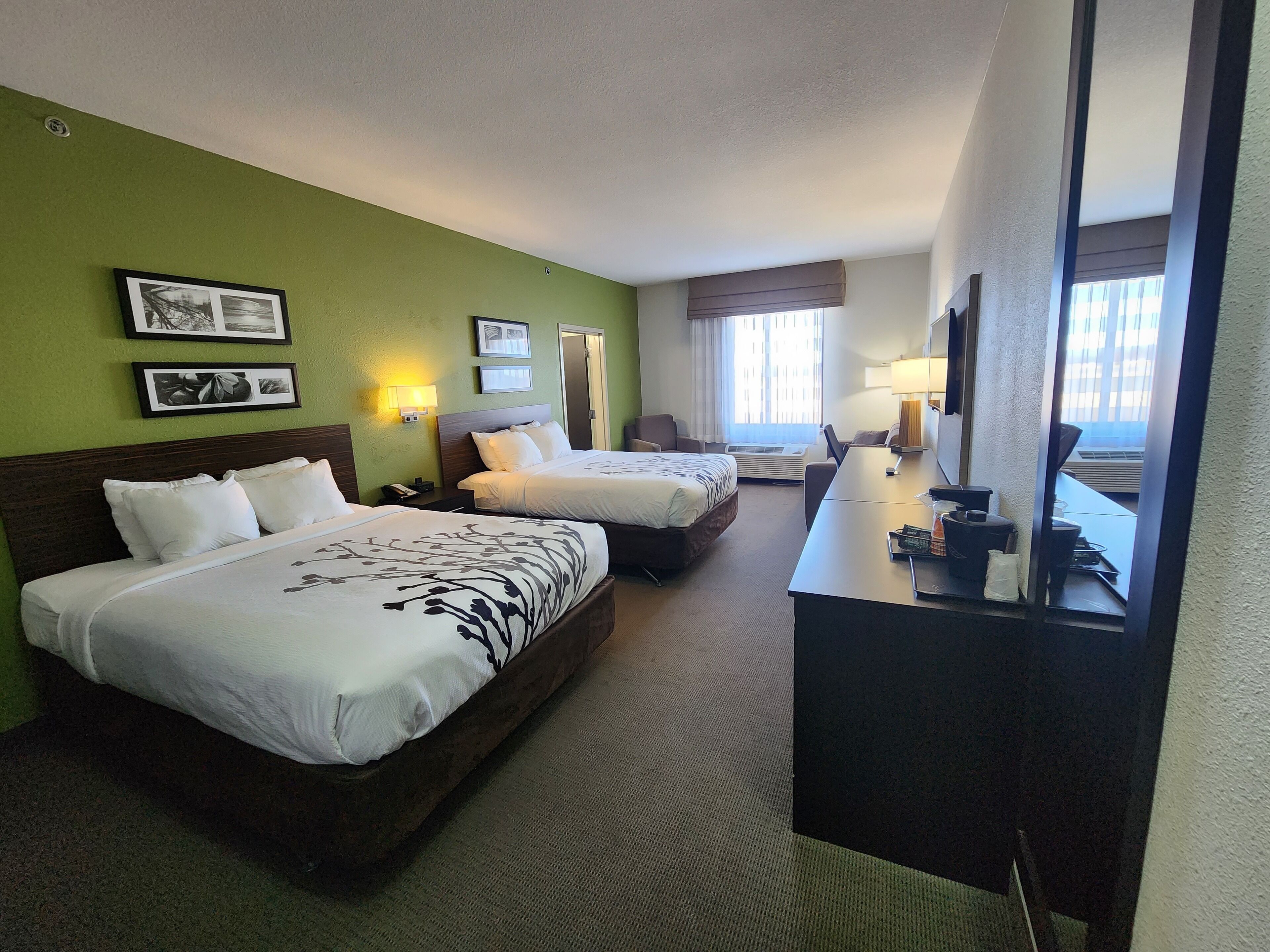 suite, 2 queen beds, non smoking (upgrade) | desk, laptop workspace, blackout curtains, iron/ironing board