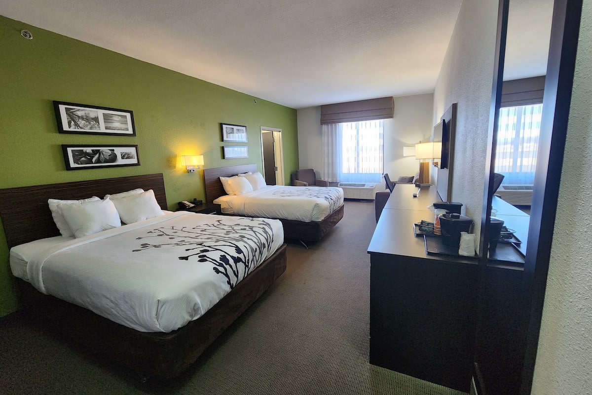 suite, 2 queen beds, non smoking (upgrade) | desk, laptop workspace, blackout curtains, iron/ironing board