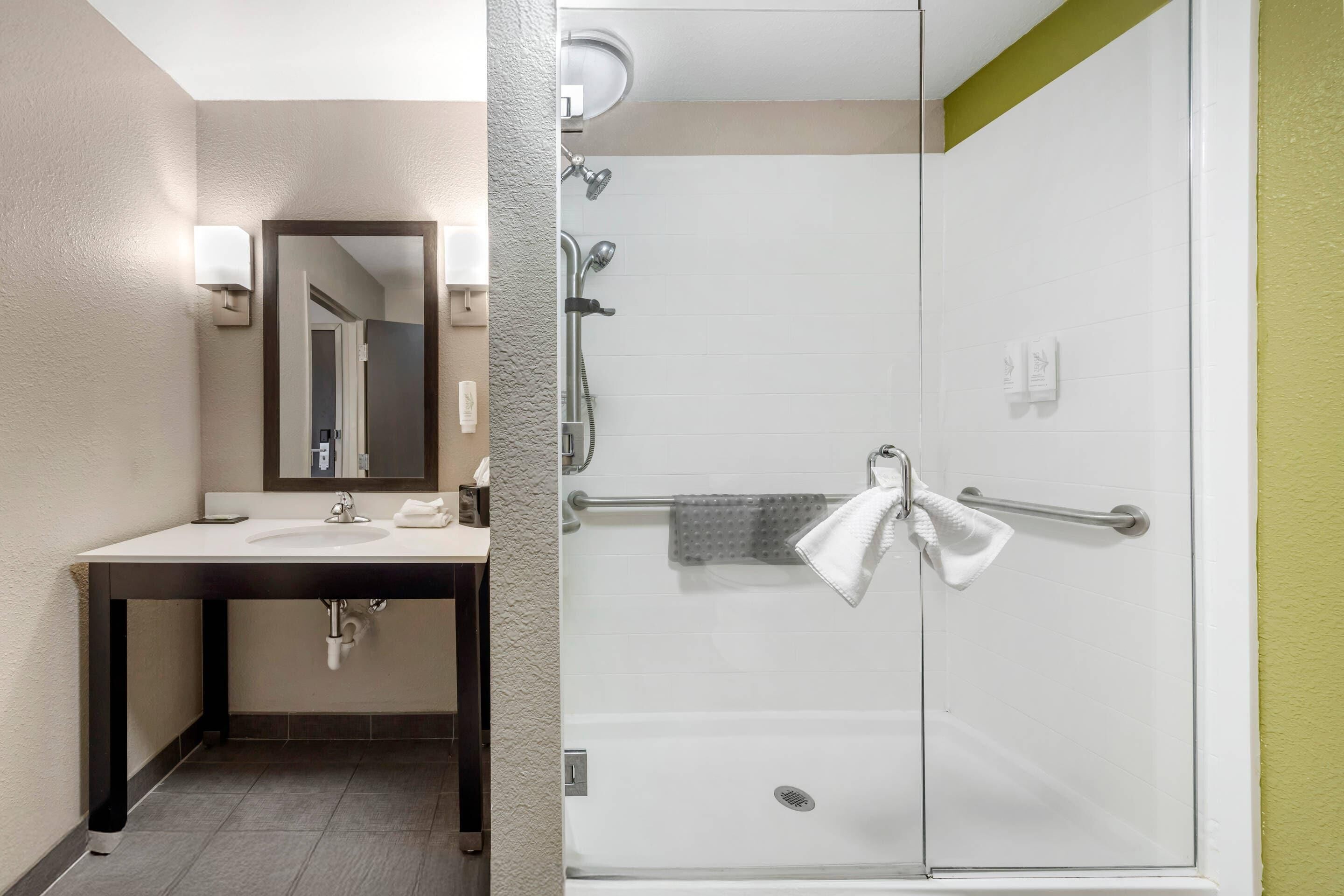 suite, 1 king bed with sofa bed, accessible, non smoking | desk, laptop workspace, blackout curtains, iron/ironing board