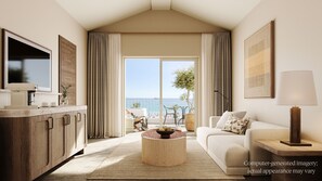 Beachfront Panorama Suite with Jet Tub | Premium bedding, pillowtop beds, minibar, in-room safe