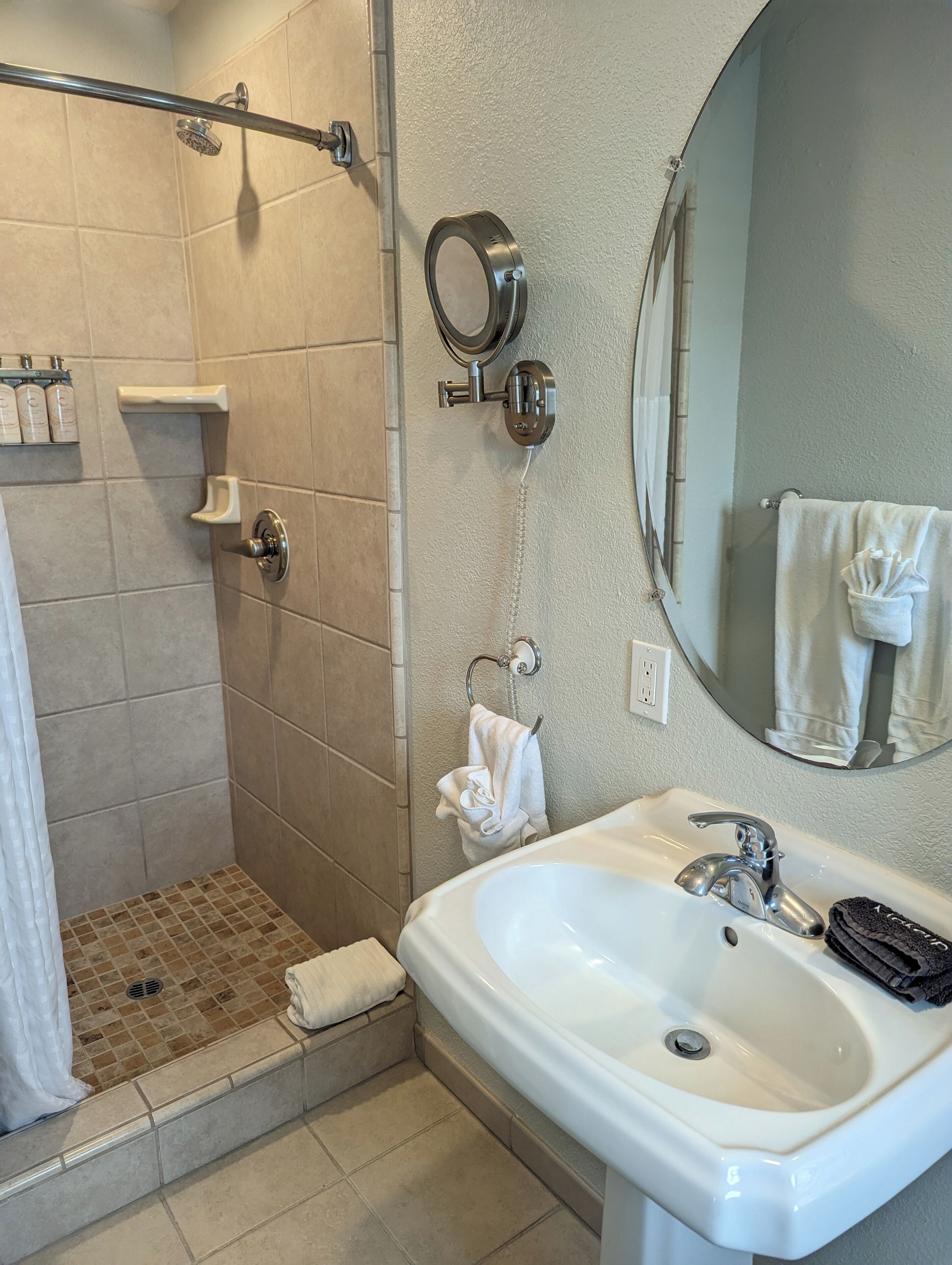 room (aruba) | bathroom | shower, designer toiletries, hair dryer, slippers
