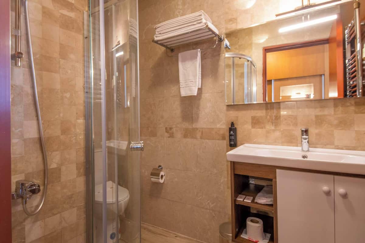 standard double or twin room, balcony | bathroom | shower, free toiletries, hair dryer, slippers
