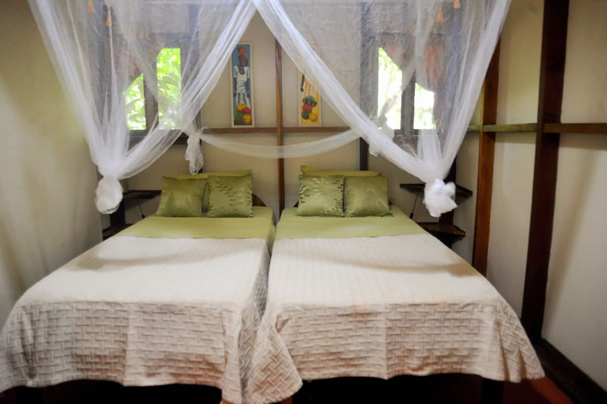 Family Bungalow, 2 Bedrooms, Kitchen, Terrace, Private Garden | 1 bedroom, in-room safe, laptop workspace, free WiFi