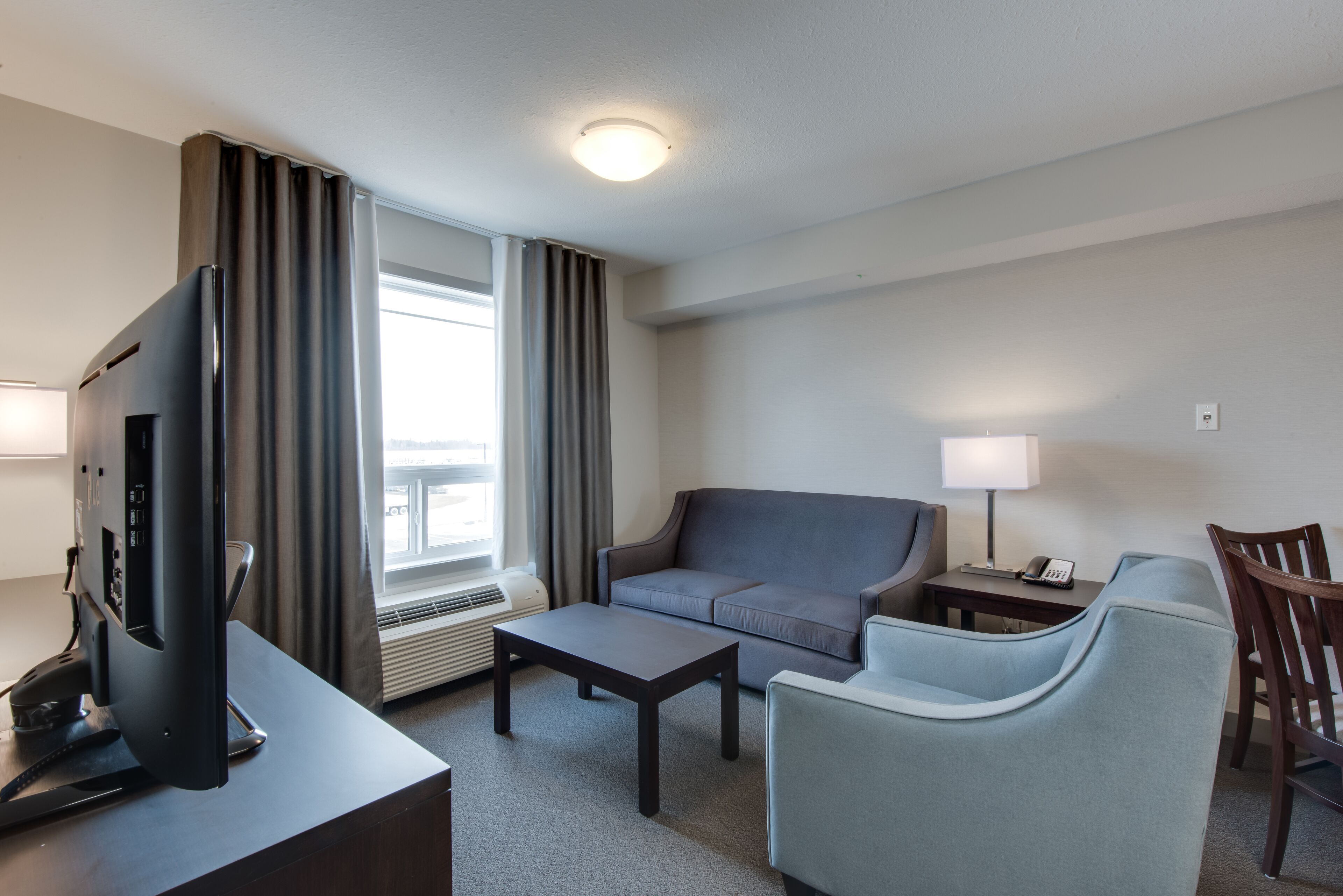 suite, 1 king bed, non smoking (one-bedroom) | living area | flat-screen tv, pay films