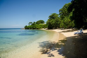On the beach, white sand