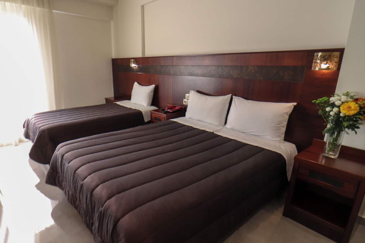 Triple Room, Pool View | In-room safe, iron/ironing board, free cots/infant beds, free WiFi