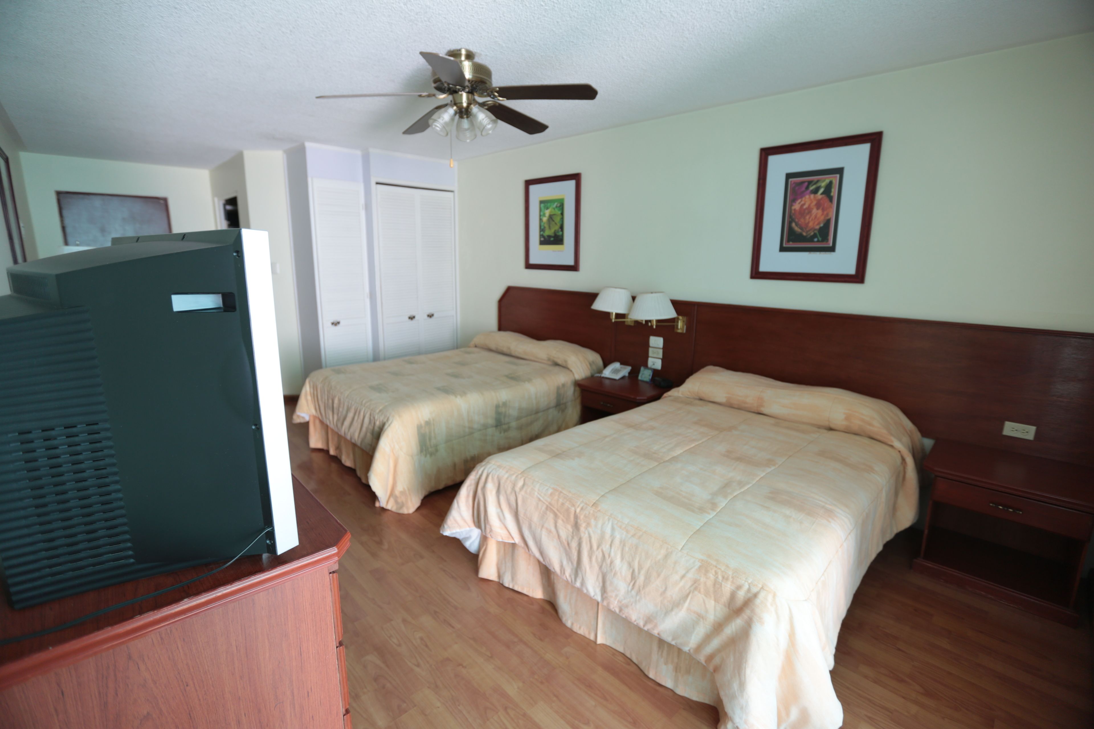 executive double room, 2 double beds | in-room safe, desk, soundproofing, iron/ironing board