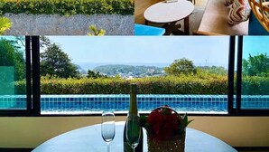 A modern hotel with a pool, a dining area with a view, and a cozy living room. - Silla Villa Private Pool & Sea View (Karon)