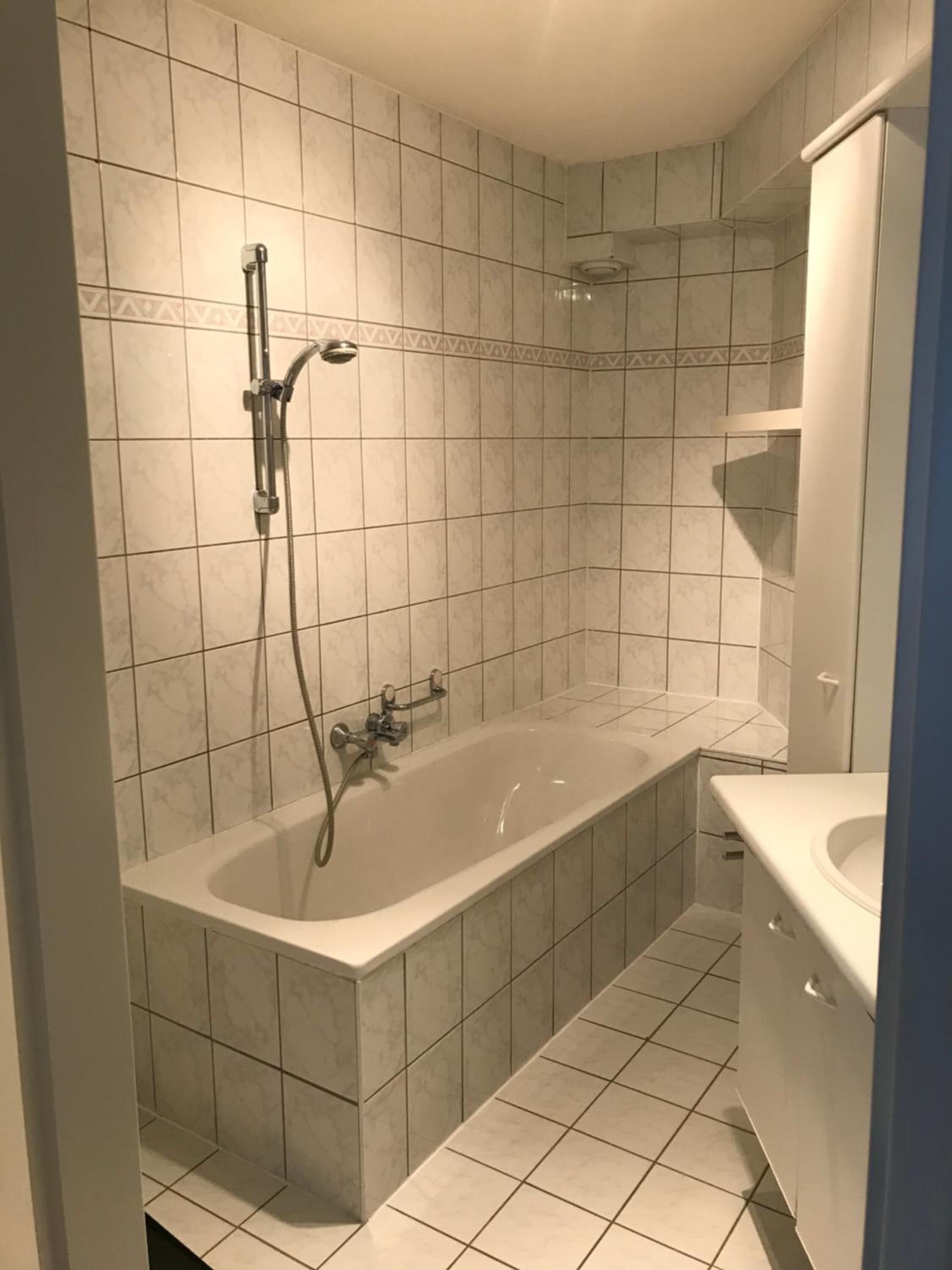combined shower/bathtub, free toiletries, hair dryer, towels