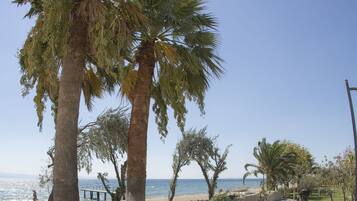 On the beach, free beach cabanas, sun loungers, beach umbrellas