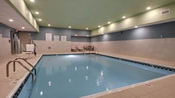 Indoor pool, open 5:00 AM to 11:00 PM, sun loungers