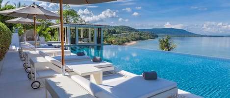 Outdoor pool, pool loungers