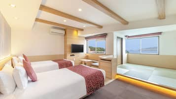 Ocean View Deluxe Japanese-Western-Style Room(Non-smoking) | 1 bedroom, bed sheets