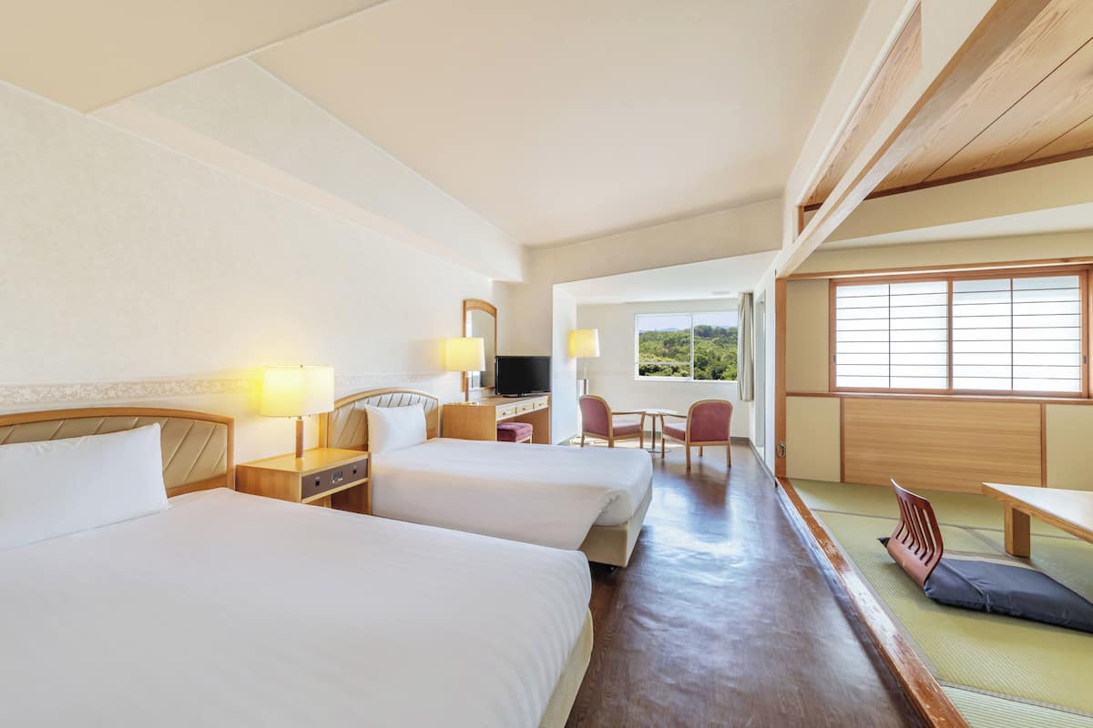 Kamar, pemandangan gunung (Japanese-Western-Style) | 1 kamar tidur dan seprai linen