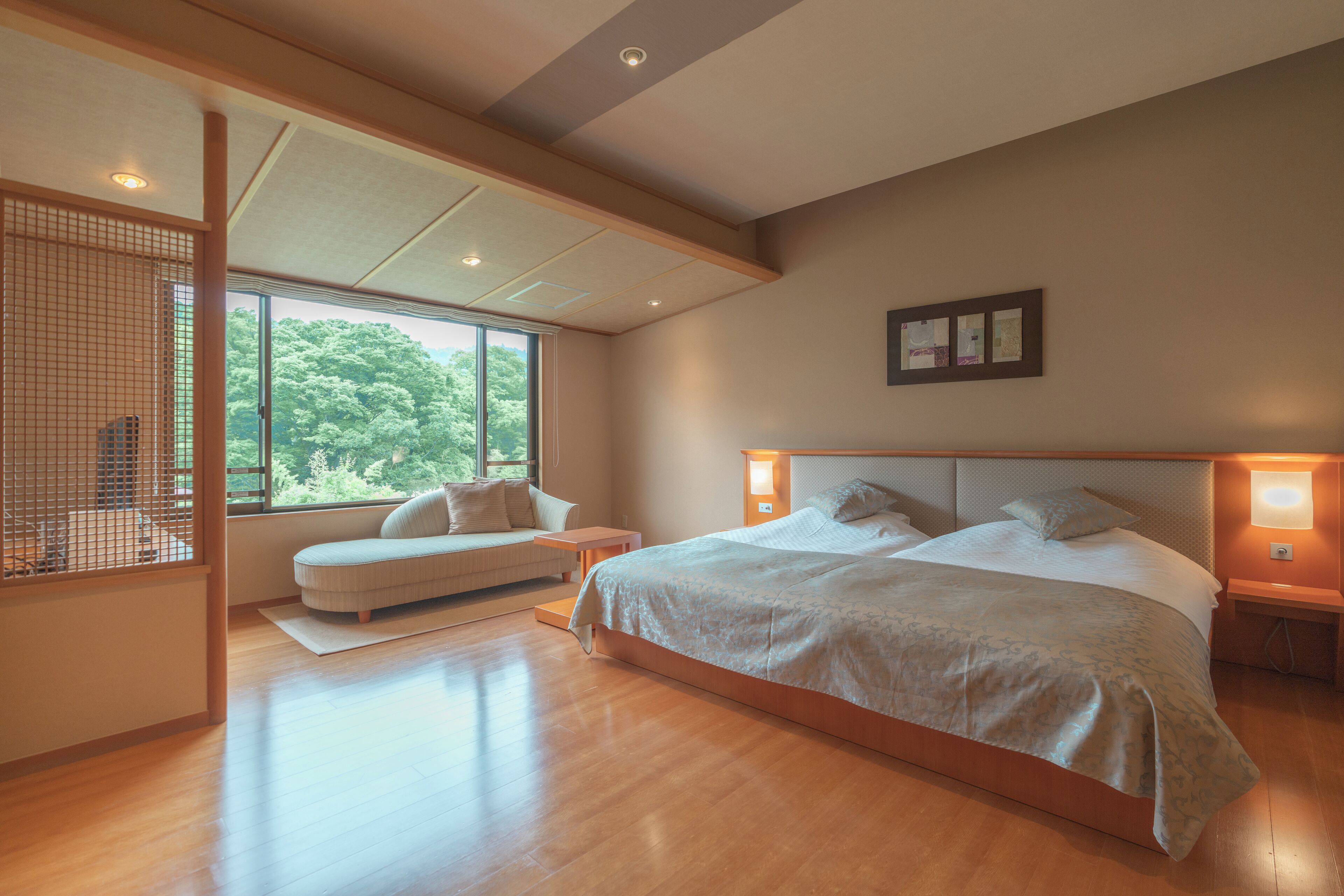 Japanese Western Style Room with Semi Open-air bath, Garden view (Second floor) | Premium bedding, down comforters, in-room safe, desk