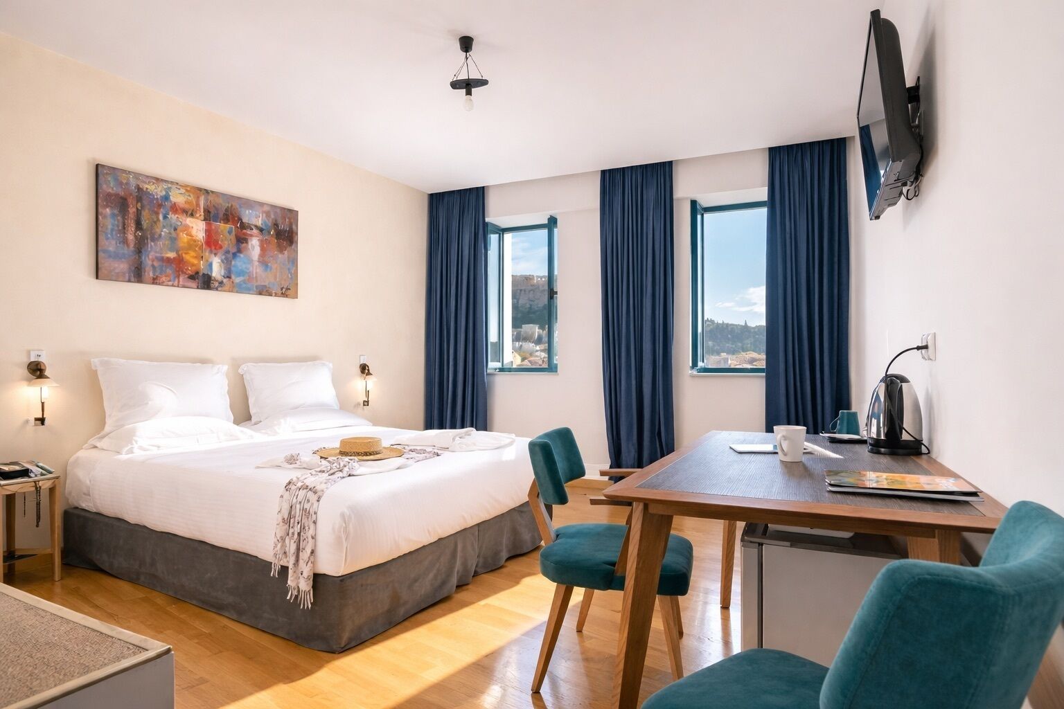 Double Room (Acropolis View) | Hypo-allergenic bedding, minibar, in-room safe, desk