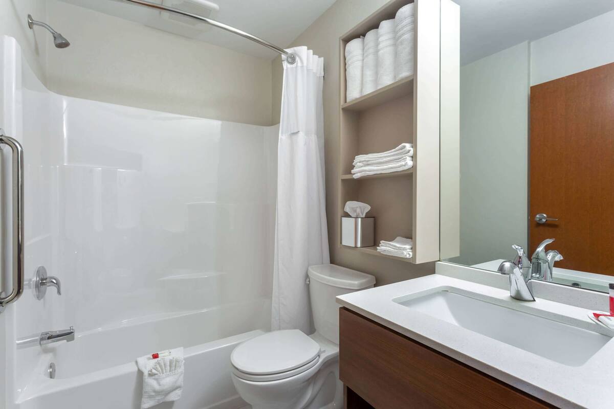 free toiletries, hair dryer, towels